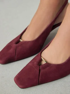 Next Leather Cutout Hardware Detail Slingback Heels^Women Wide Fit & Extra Wide Fit|Heels