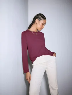 Clearance Next Burgundy Red Long Sleeve Crew Neck T-Shirt