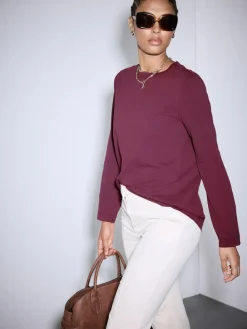 Clearance Next Burgundy Red Long Sleeve Crew Neck T-Shirt