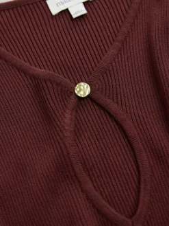 Online Next Maternity Knitted Keyhole Dress Burgundy Red