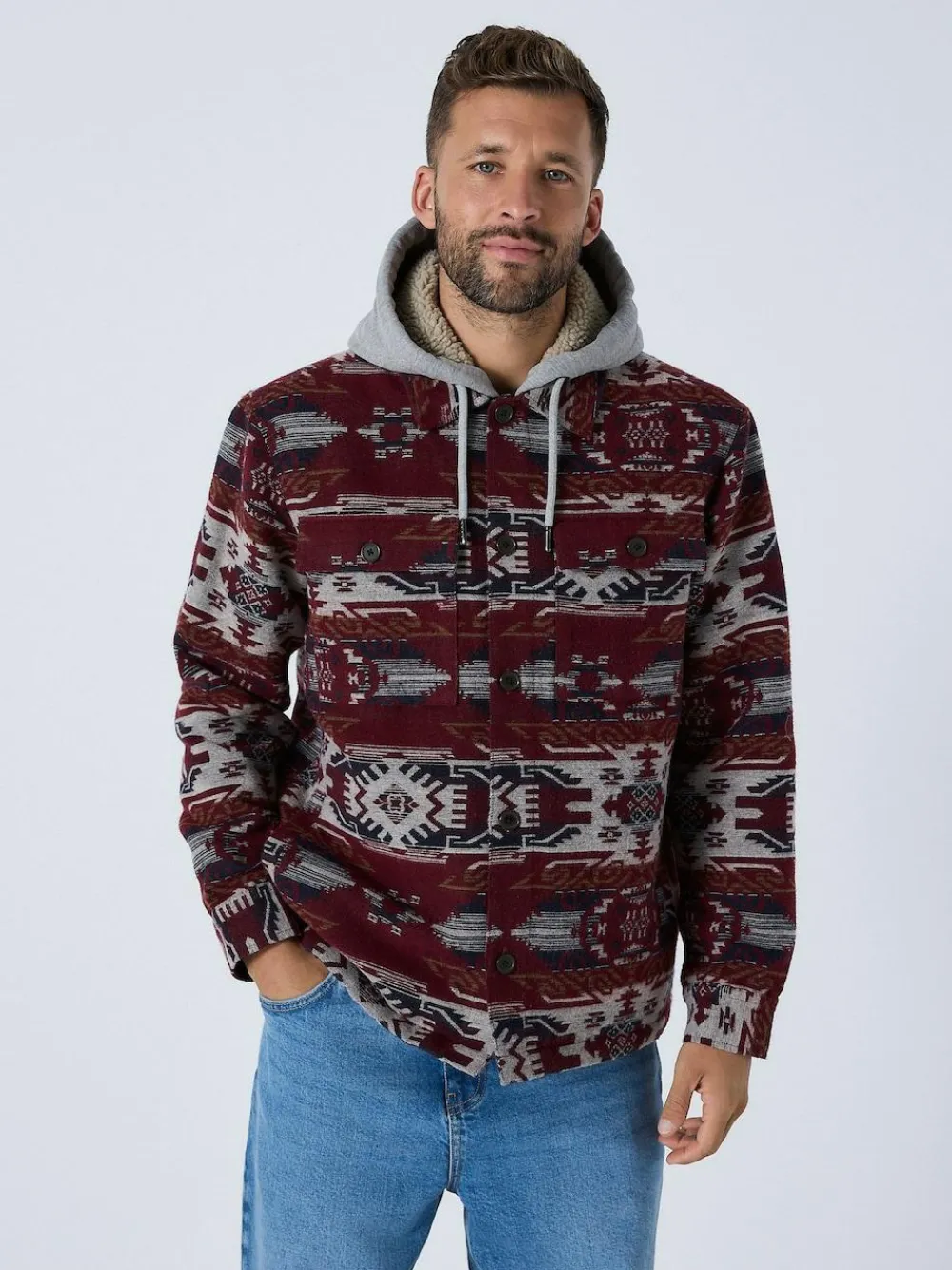 Next Burgundy Red Navajo Style Shacket^ Coats & Jackets|Coats & Jackets