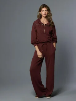 Outlet Next Premium Wide Leg Jersey Joggers Burgundy Red