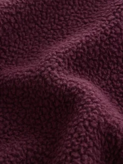 Hot Next Quarter Zip Borg Fleece Burgundy Red