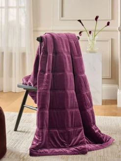 Next Burgundy Red Quilted Lustre Velvet Bedspread^ Cushions & Throws