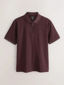 Next Burgundy Red Regular Fit N.Premium Smart Jaquard Polo Shirt^ Tops & T-Shirts