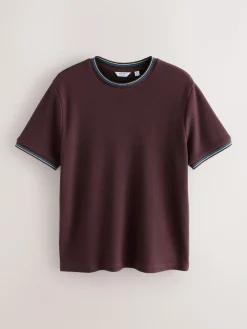 Next Regular Fit & 100% Cotton Textured Tipped T-Shirt^ Tops & T-Shirts