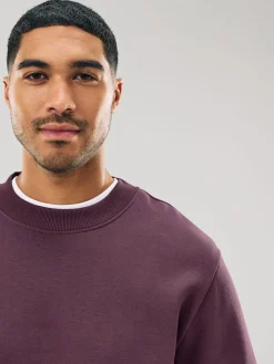 Next Burgundy Red Regular Fit Heavyweight Cotton Rich Crew Neck Sweatshirt^ Nightwear|Sweatshirts & Hoodies