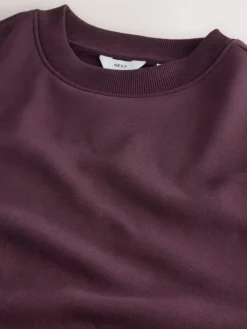 Next Burgundy Red Regular Fit Heavyweight Cotton Rich Crew Neck Sweatshirt^ Nightwear|Sweatshirts & Hoodies