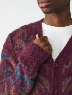 Sale Next Burgundy Red Relaxed Fit Floral Pattern Cardigan