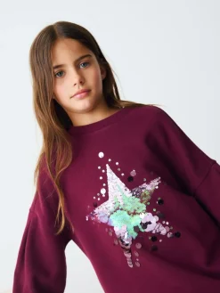 Next Burgundy Red Sequin Star Jumper Dress (3-16yrs)^ Knitwear & Sweaters|Knitwear