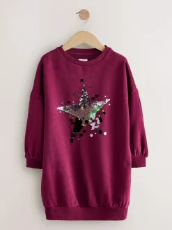 Next Burgundy Red Sequin Star Jumper Dress (3-16yrs)^ Knitwear & Sweaters|Knitwear