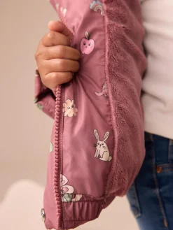 Hot Next Shower Resistant Faux Fur Lined Padded Coat (3mths-7yrs) Burgundy Red