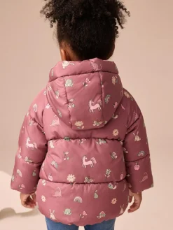 Hot Next Shower Resistant Faux Fur Lined Padded Coat (3mths-7yrs) Burgundy Red