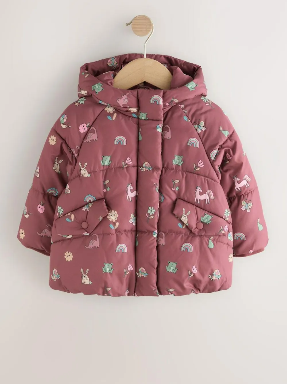 Hot Next Shower Resistant Faux Fur Lined Padded Coat (3mths-7yrs) Burgundy Red