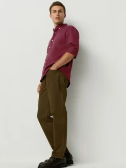 Next Burgundy Red Slim Fit Long Sleeve Oxford Shirt