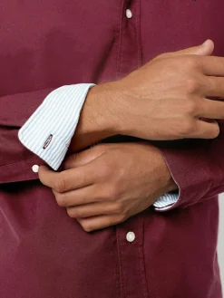 Next Burgundy Red Slim Fit Long Sleeve Oxford Shirt