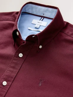 Next Burgundy Red Slim Fit Long Sleeve Oxford Shirt