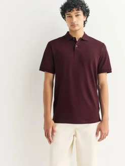 Best Next Burgundy Red Slim Fit Short Sleeve Pique Polo Shirt