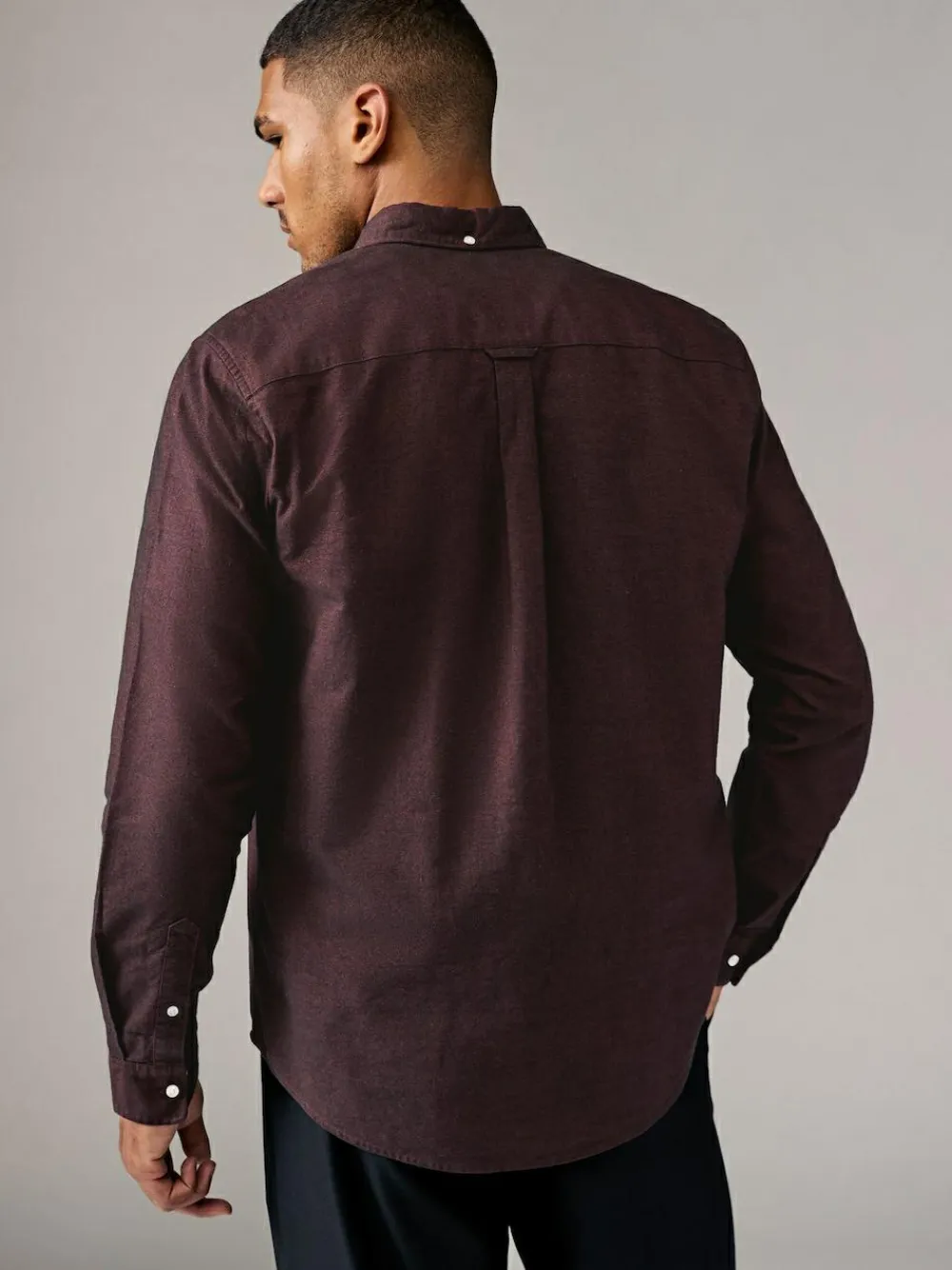 New Next Burgundy Red Soft Touch Oxford Long Sleeve Shirt