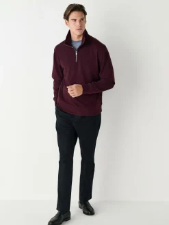 Outlet Next Soft Touch Quarter Zip Neck Fleece Burgundy Red