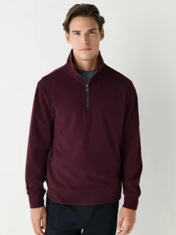Outlet Next Soft Touch Quarter Zip Neck Fleece Burgundy Red