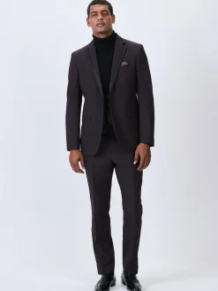 Discount Next Burgundy Red Tailored Fit Inset Lapel Detail Tuxedo Suit Jacket