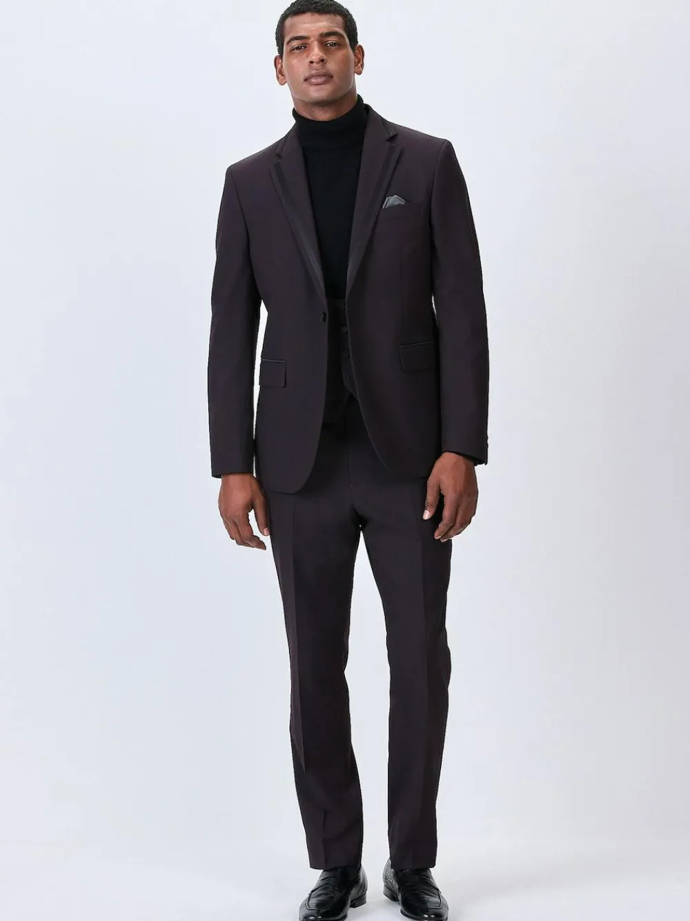 Discount Next Burgundy Red Tailored Fit Inset Lapel Detail Tuxedo Suit Jacket