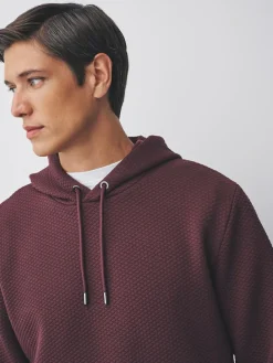 Online Next Burgundy Red Textured Overhead Hoodie