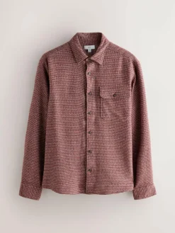 Online Next Textured Shacket Overshirt Burgundy Red