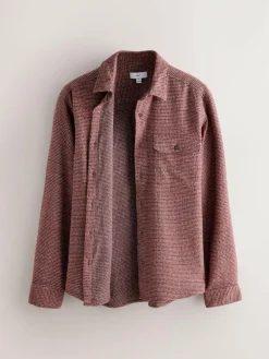 Online Next Textured Shacket Overshirt Burgundy Red