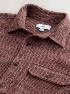 Online Next Textured Shacket Overshirt Burgundy Red