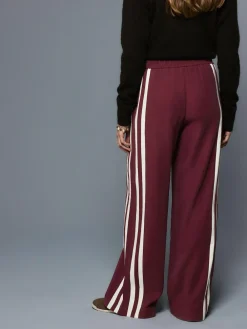 Outlet Next Wide Leg Side Stripe Trousers Burgundy Red