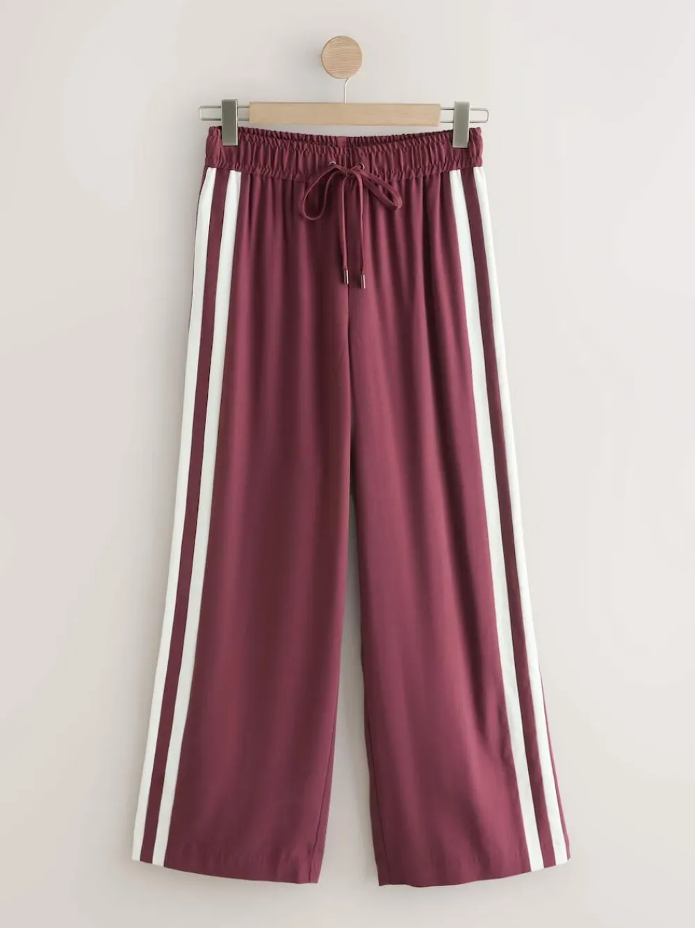 Outlet Next Wide Leg Side Stripe Trousers Burgundy Red