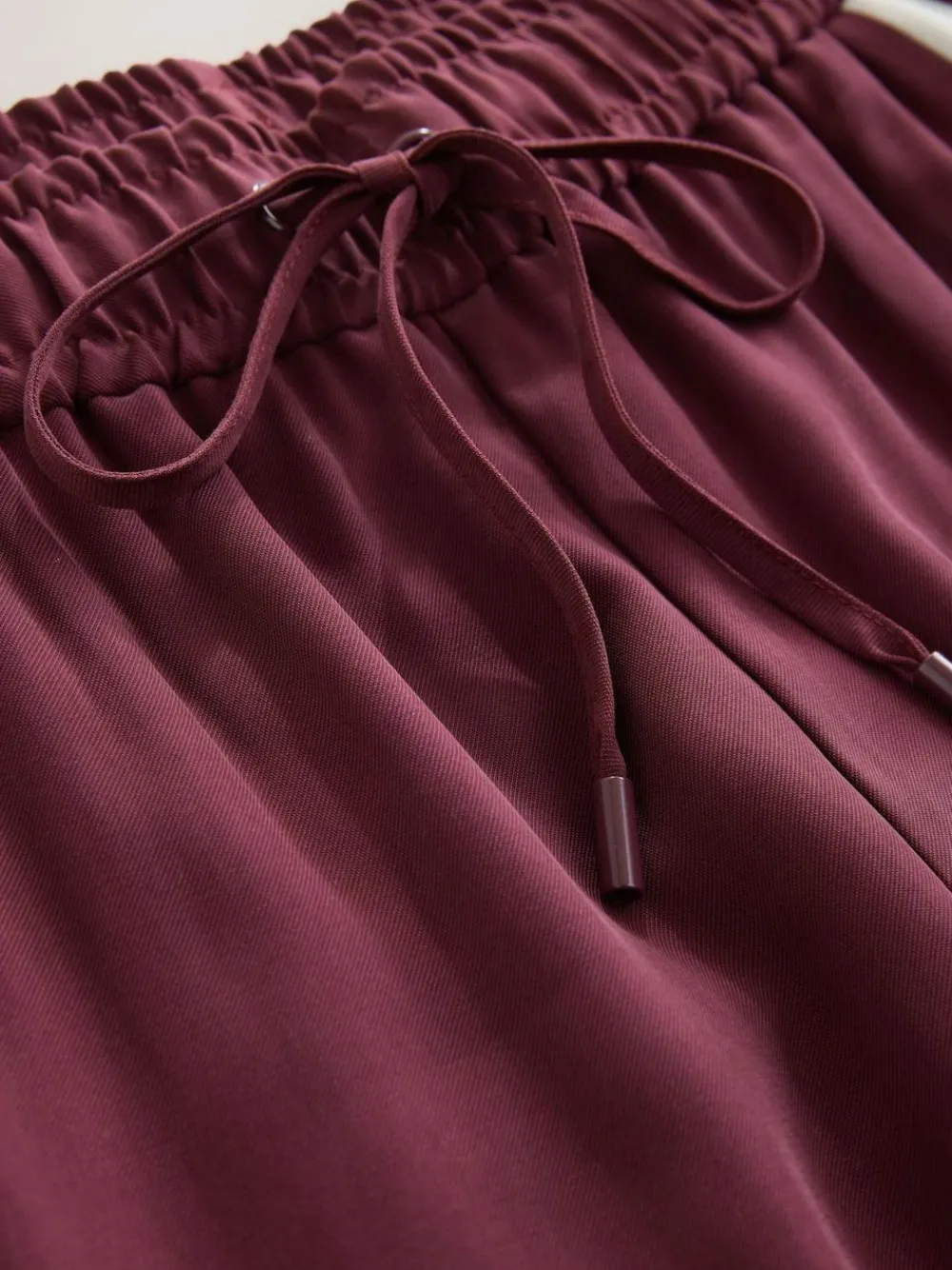 Outlet Next Wide Leg Side Stripe Trousers Burgundy Red