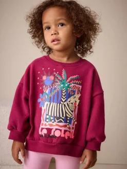 Outlet Next Burgundy Red Zebra Crew Neck Sweatshirt (3mths-7yrs)