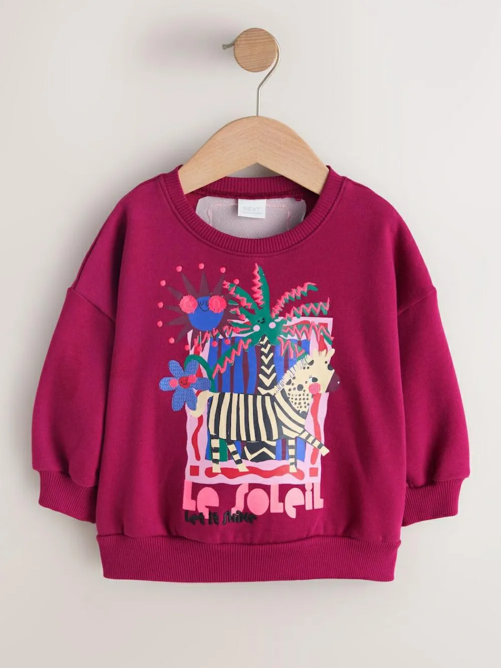 Outlet Next Burgundy Red Zebra Crew Neck Sweatshirt (3mths-7yrs)