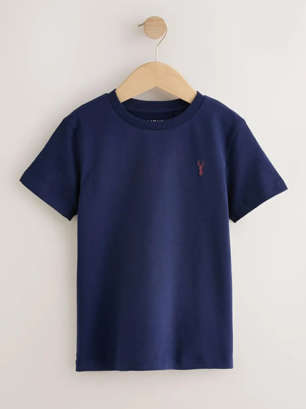 Next Burgundy Red/White Short Sleeve Stag Embroidered T-Shirts 4 Pack (3-16yrs)^BOY Tops|T-Shirts