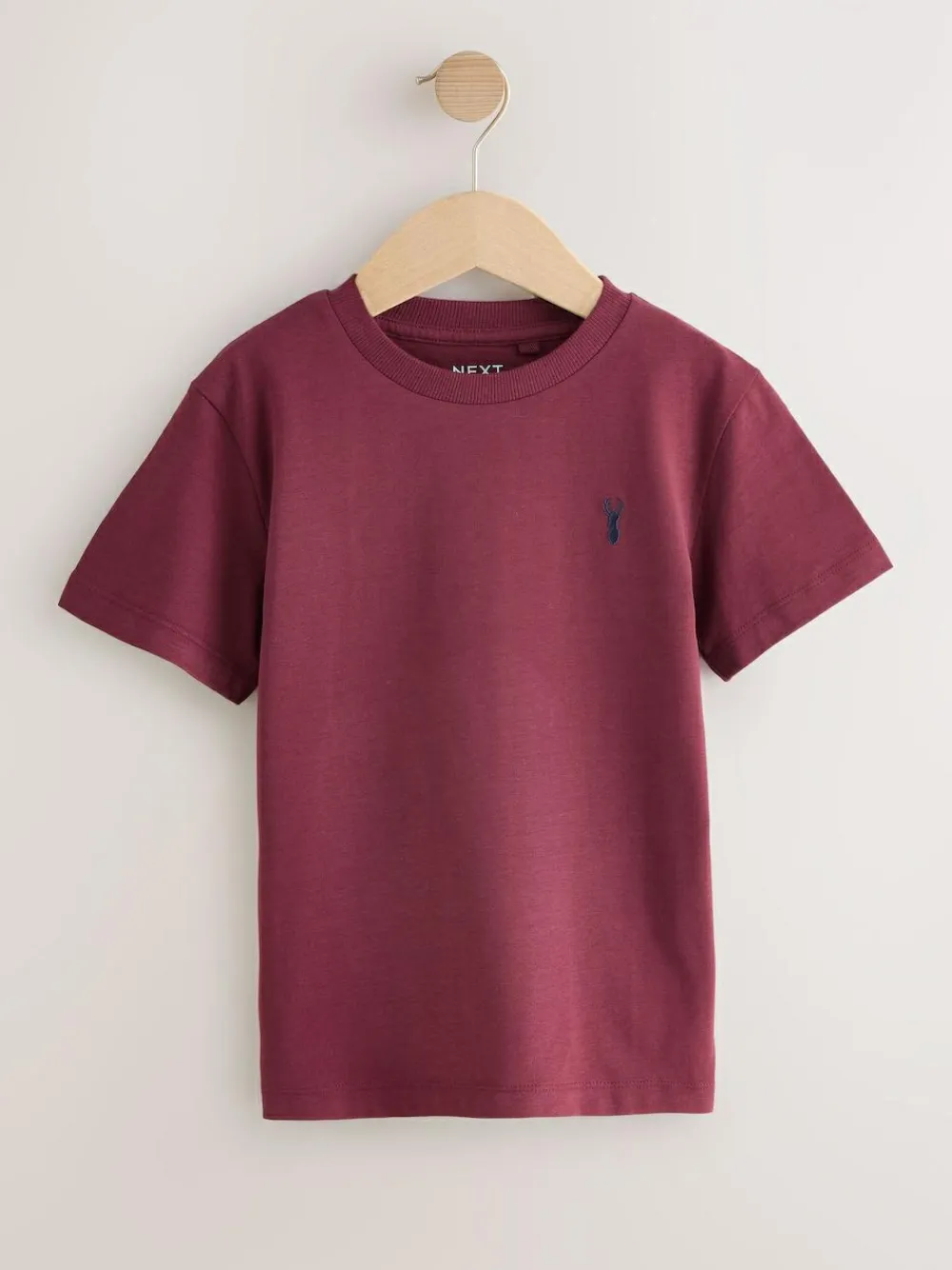 Next Burgundy Red/White Short Sleeve Stag Embroidered T-Shirts 4 Pack (3-16yrs)^BOY Tops|T-Shirts