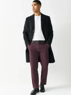 Sale Next Burgundy Straight Fit Stretch Chinos Trousers