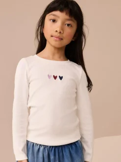 Hot Next Burgundy/Ecru Long Sleeve Ribbed T-Shirts 4 Pack (3-16yrs)