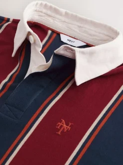 Next Burgundy/Navy Blue Stripe Rugby Shirt^ Tops & T-Shirts