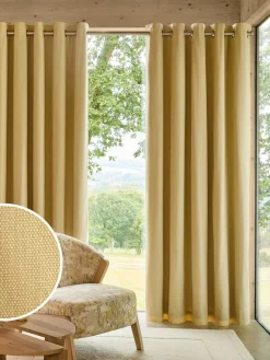 Online Next Buttermilk Yellow Blackout/Thermal Cotton Eyelet Curtains