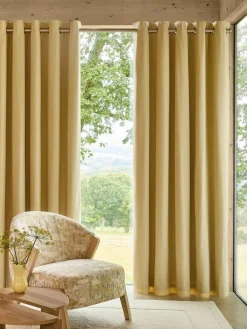 Online Next Buttermilk Yellow Blackout/Thermal Cotton Eyelet Curtains
