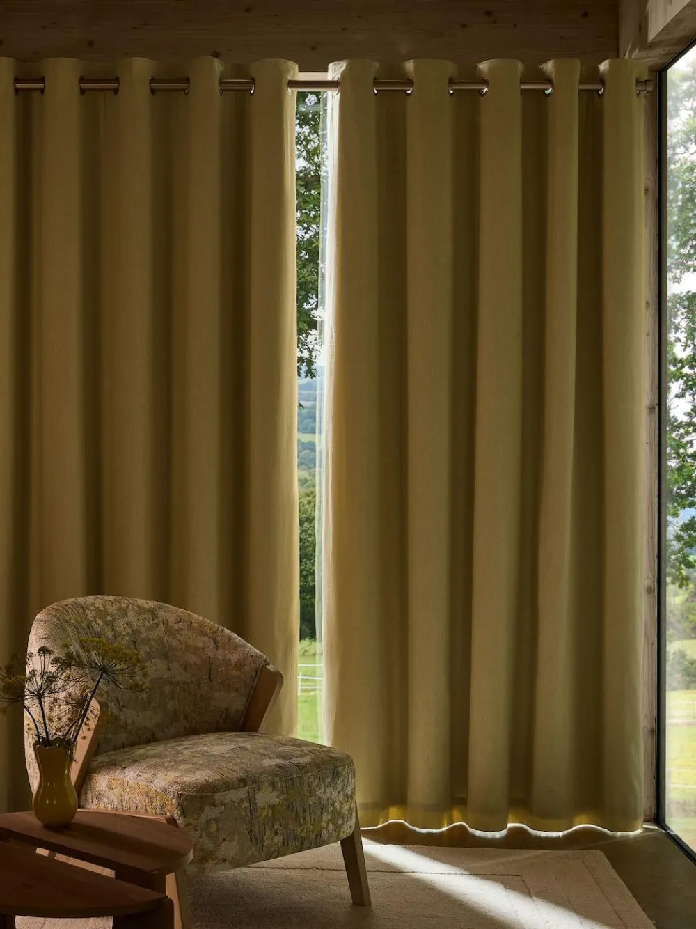 Online Next Buttermilk Yellow Blackout/Thermal Cotton Eyelet Curtains