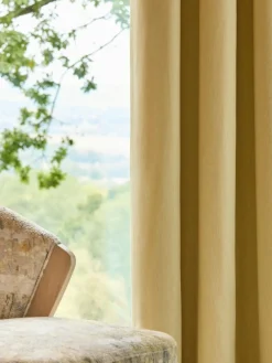 Online Next Buttermilk Yellow Blackout/Thermal Cotton Eyelet Curtains