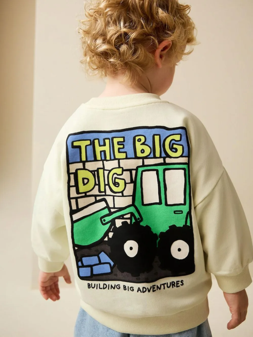 Next Buttermilk Yellow Digger Back Printed Crew Neck Jersey Sweatshirt (3mths-7yrs)^BOY Sweatshirts & Hoodies|Sweatshirts & Hoodies