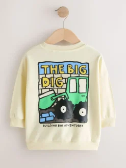 Next Buttermilk Yellow Digger Back Printed Crew Neck Jersey Sweatshirt (3mths-7yrs)^BOY Sweatshirts & Hoodies|Sweatshirts & Hoodies
