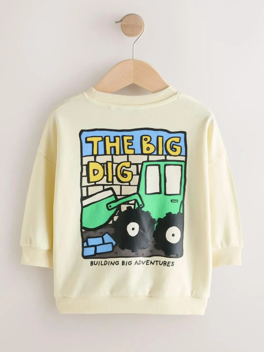 Next Buttermilk Yellow Digger Back Printed Crew Neck Jersey Sweatshirt (3mths-7yrs)^BOY Sweatshirts & Hoodies|Sweatshirts & Hoodies