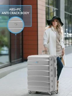 CABIN PRO Silver Set of 2 Large Check-In Hold Luggage Hardcase Travel Suitcases