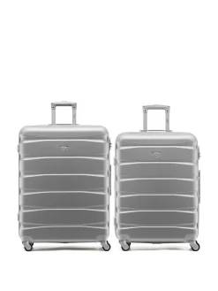 CABIN PRO Silver Set of 2 Medium & Large Check-In Hold Luggage Hardcase Travel Suitcases^Women Luggage